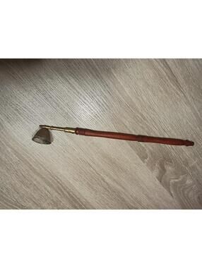 Vintage Brass and Wood Long Handle candle snufferTool